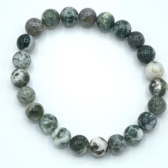 Moss Agate 8mm NEW stretch bracelet beaded bracelet 7” stretch crystal healing t - Picture 1 of 11